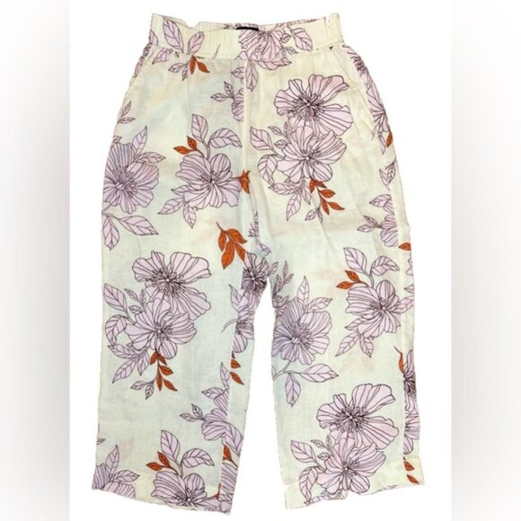 NWOT RACHEL ROY 100% LINEN Wide Leg Elastic Waist Pull on Boho Pants wPockets M - Picture 1 of 11